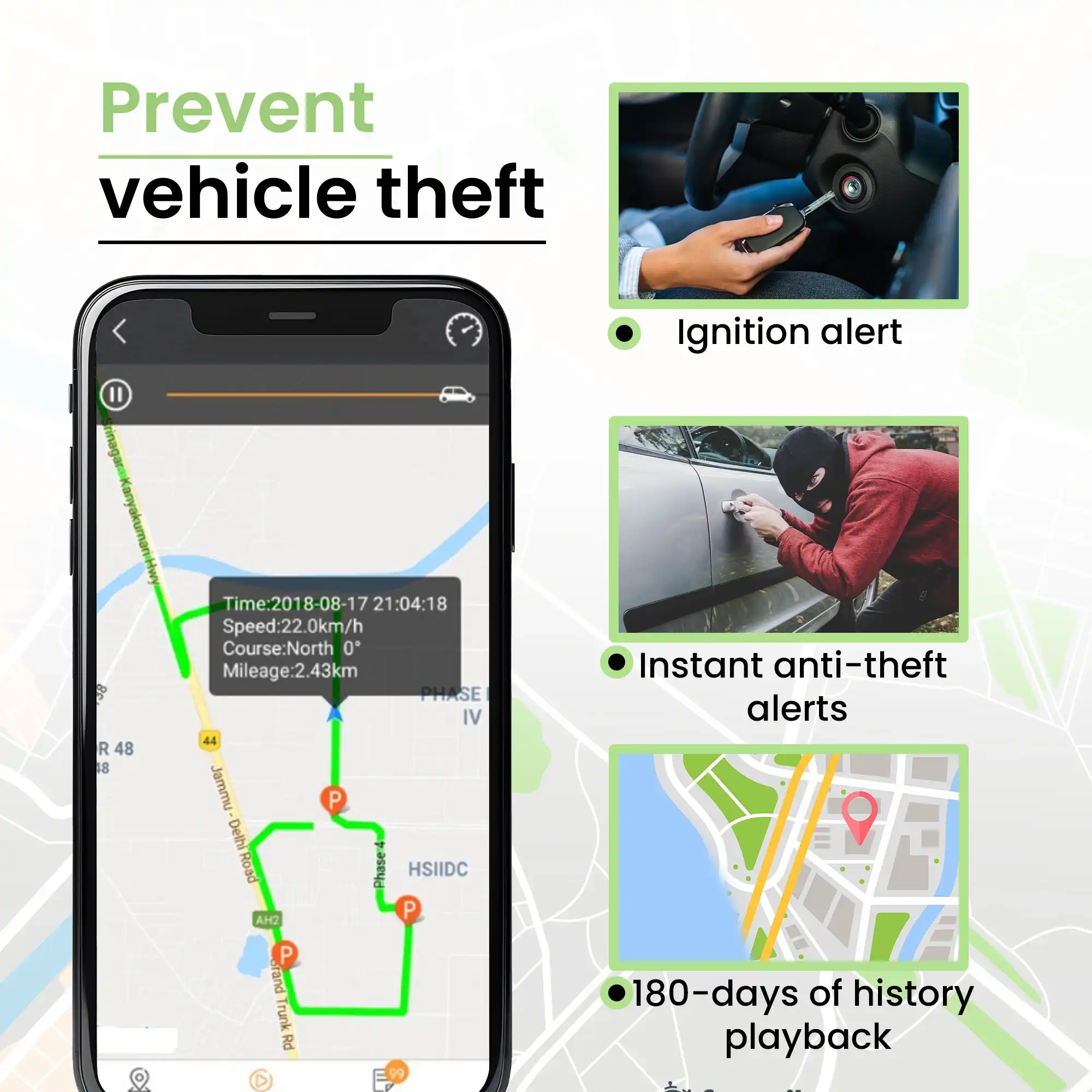 SPLAKDHN GPS wired tracking system trip history report
