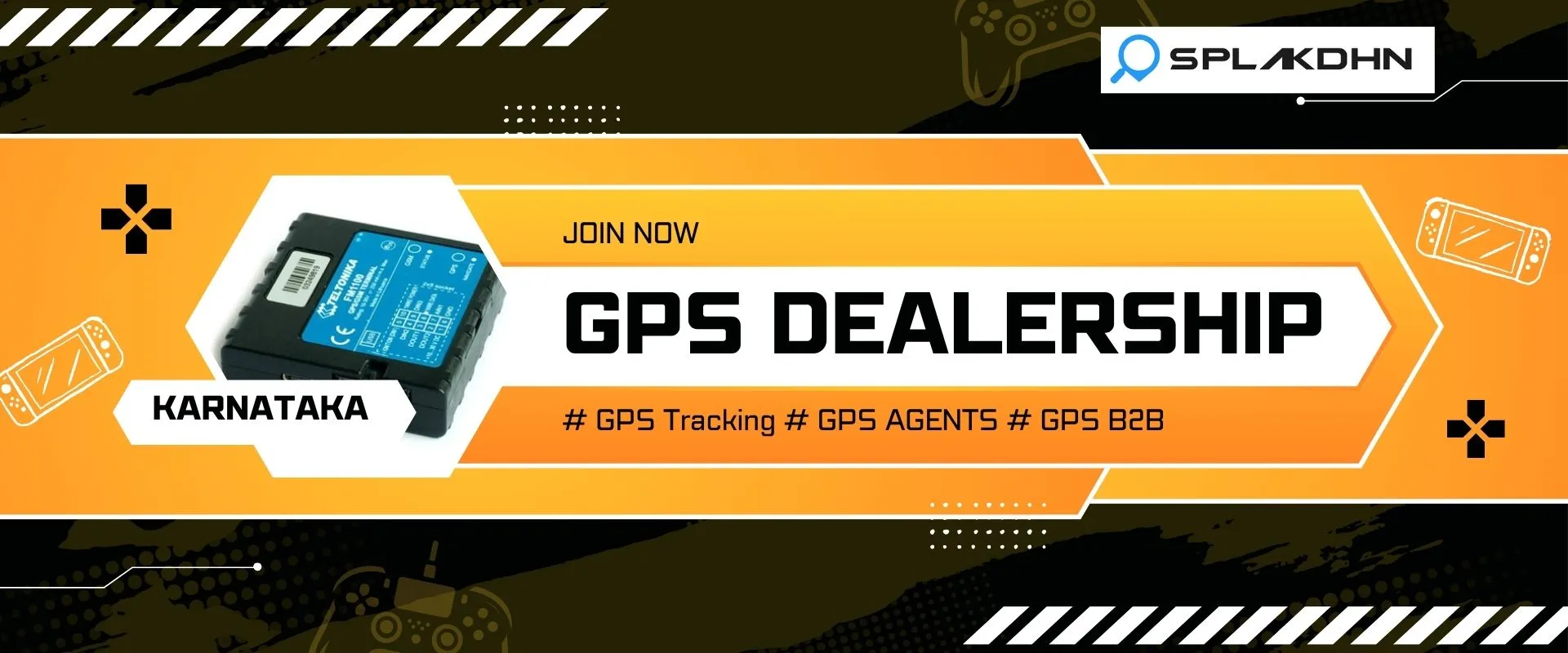 Karnataka GPS dealership banner with dealership branding.