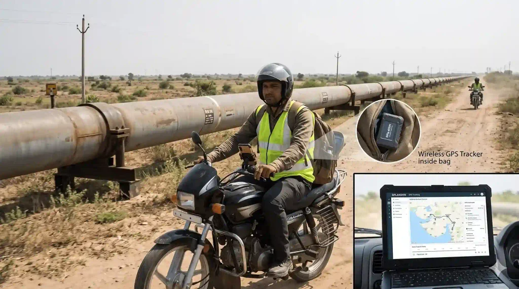 Wireless GPS tracking for field staff patrolling an industrial pipeline